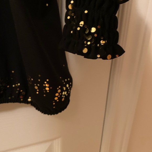 Black Chiffon Plus Blouse with sparkly gold details - Picture 6 of 8